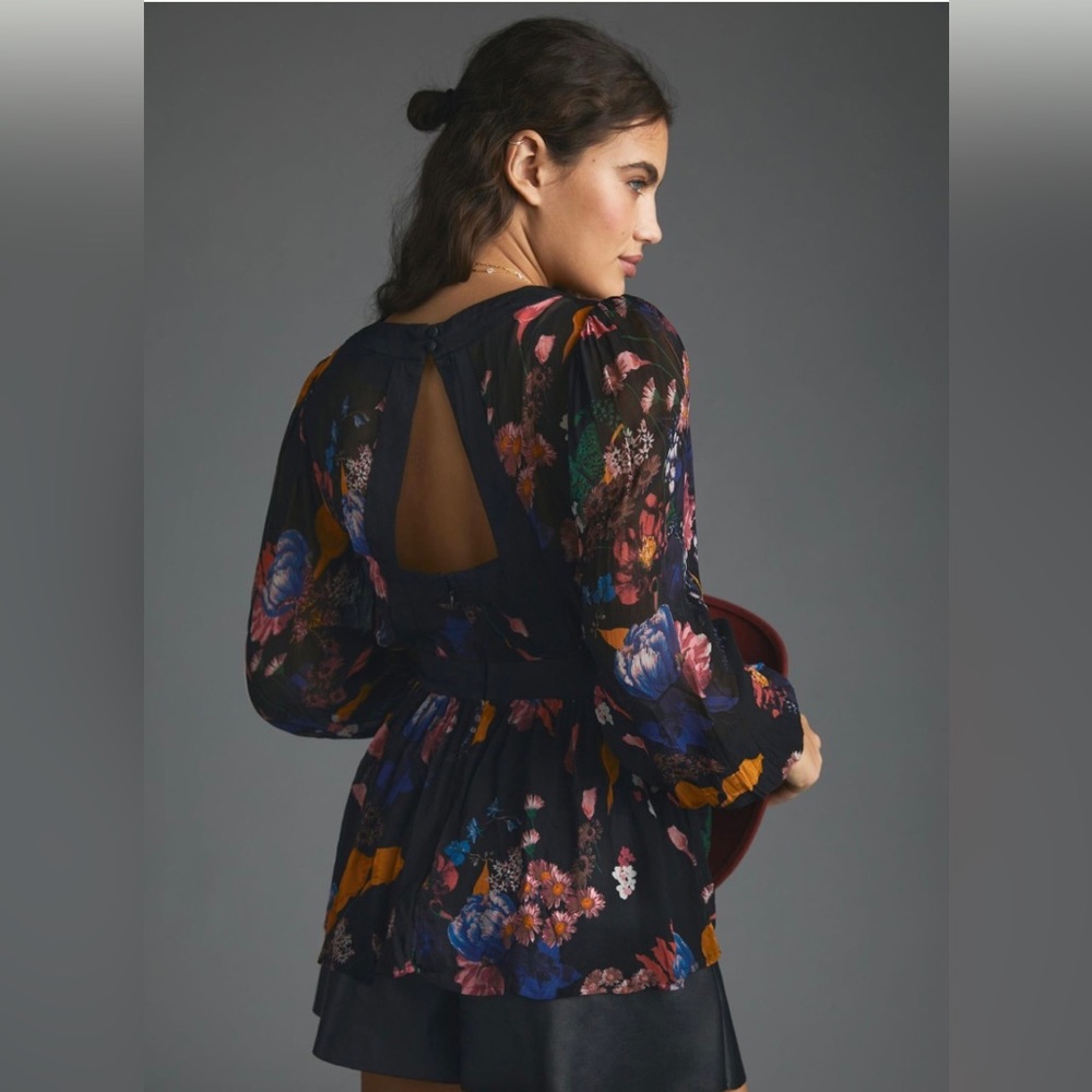 ANTHROPOLOGIE MAEVE OPEN BACK TUNIC SIZE 8 COLOR BLACK AND YELLOW NWT - Picture 3 of 11
